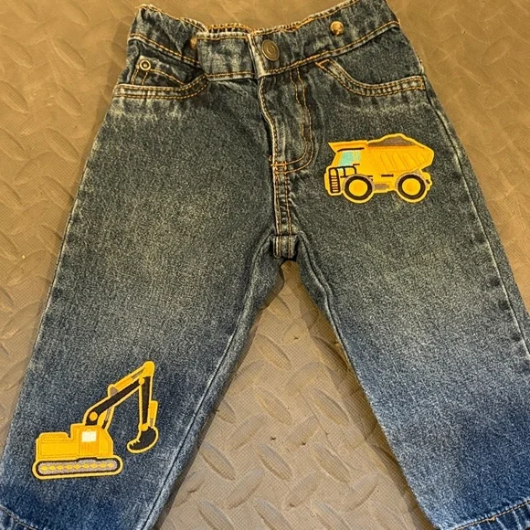Carter's Blue Jeans with Yellow Construction Patches - Picture 2 of 5